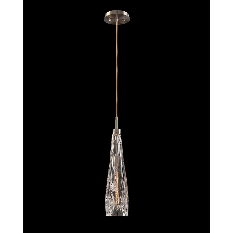 Image 1 John Richard 5 inchW Brushed Nickel Rippled Glass Mini Pendant