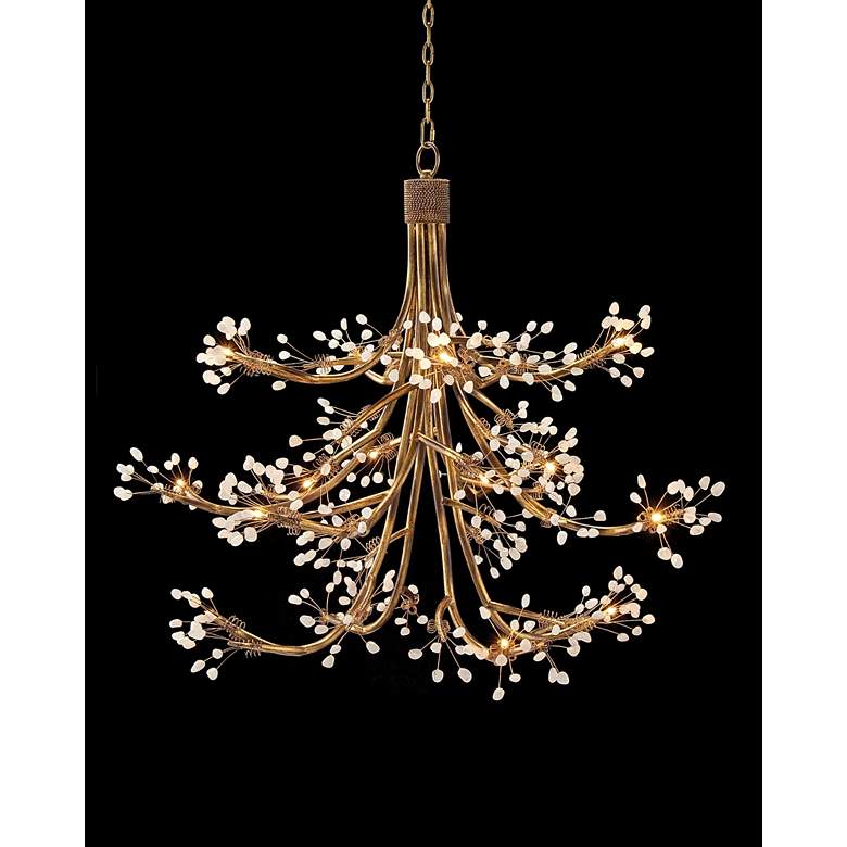 Image 1 John Richard 50" Wide Antique Gold Buds 16-Light Chandelier