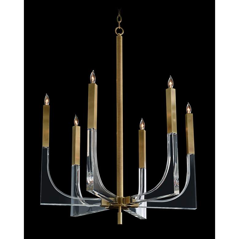 Image 1 John Richard Acrylic and Brass 30" Wide 6-Light Chandelier