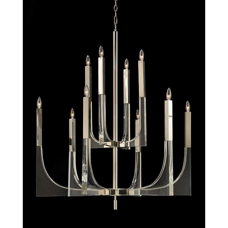 Image 1 John Richard Acrylic and Nickel 39" Wide 10-Light Chandelier