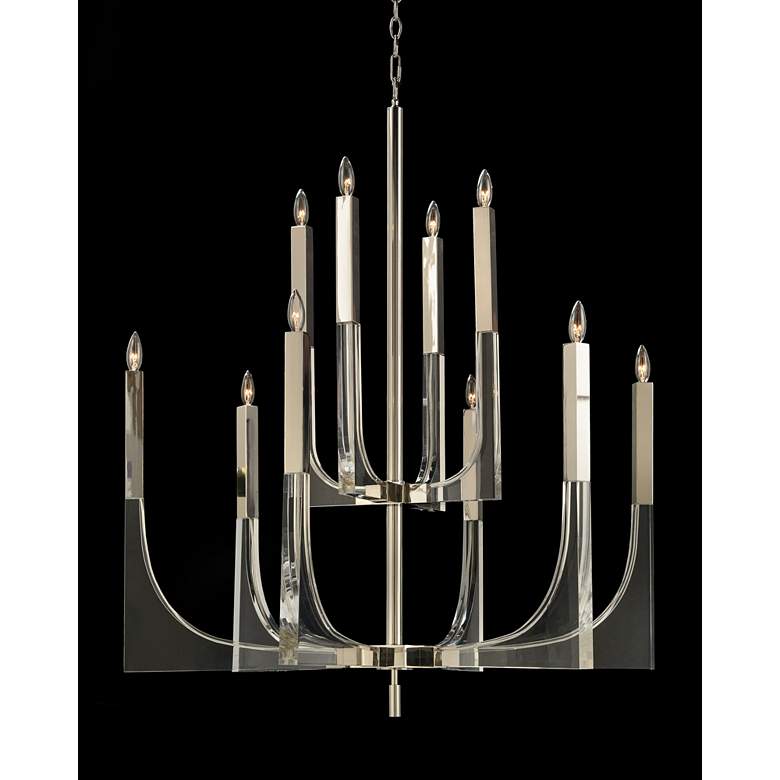 Image 1 John Richard Acrylic and Nickel 39 inch Wide 10-Light Chandelier