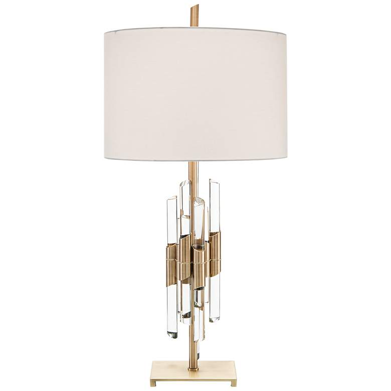Image 1 John Richard Antique Brass and Crystal Table Lamp