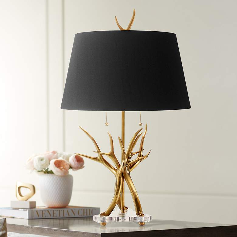 Image 1 John Richard Antler Brass Table Lamp