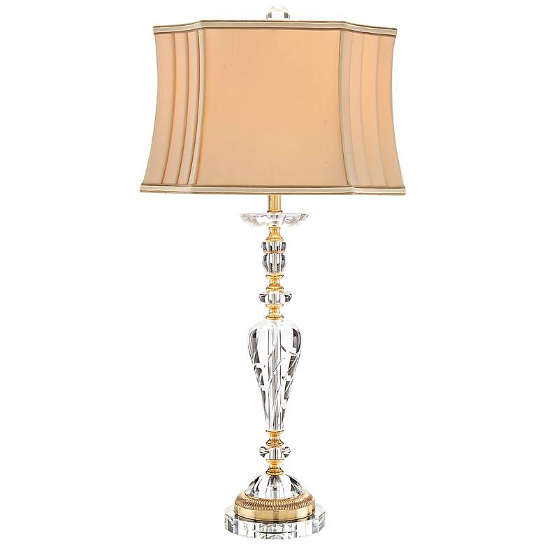 Image 1 John Richard Crystal Swirl and Brass Stacked Table Lamp