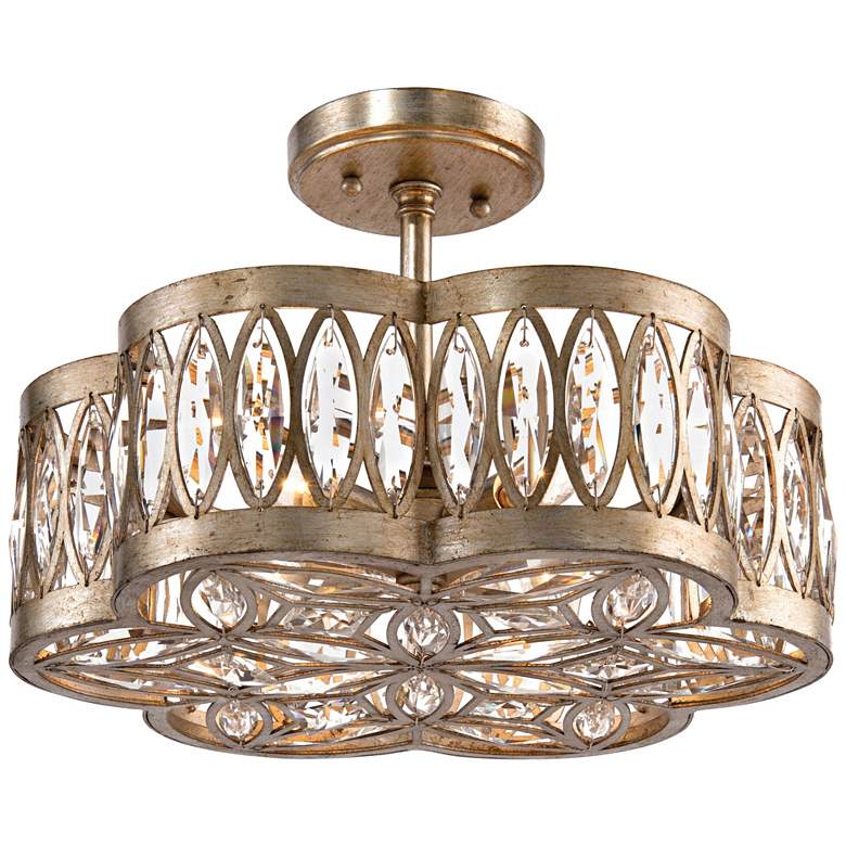Image 1 John Richard Diamante 15 1/2"W Antique Silver Ceiling Light