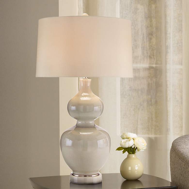 Image 1 John Richard Double Gourd Aqua Table Lamp