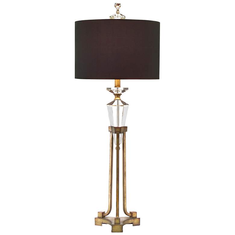 Image 1 John Richard Faceted Crystal in Gold Stand Buffet Table Lamp
