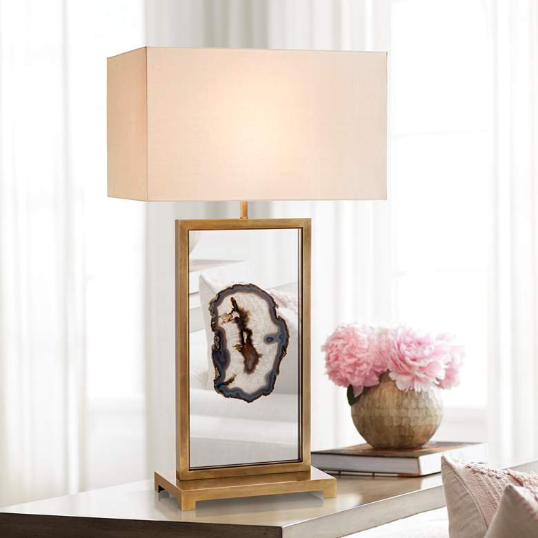 Image 1 John Richard Floating Agate Antique Brass Table Lamp