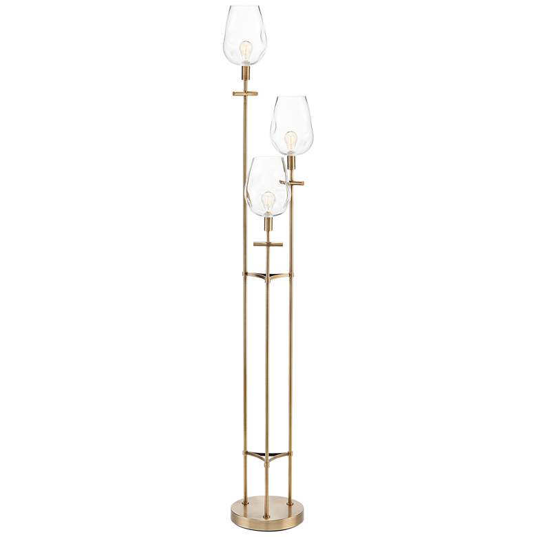 Image 1 John Richard Noll Brushed Brass 3-Light Torchiere Floor Lamp