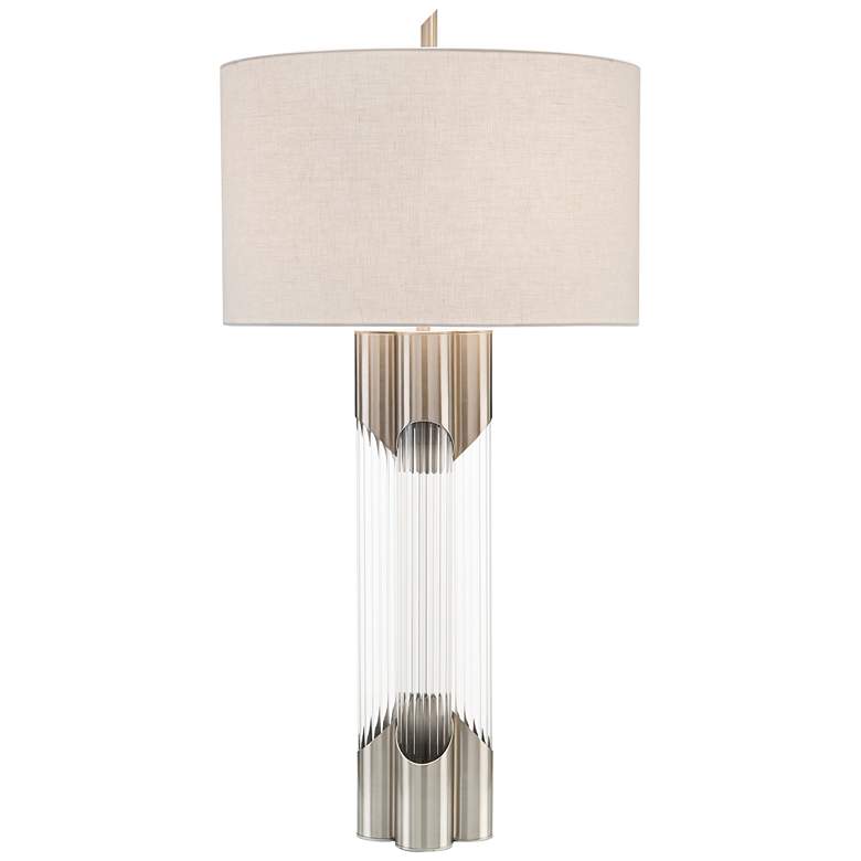 Image 1 John Richard Polished Nickel and Glass Table Lamp