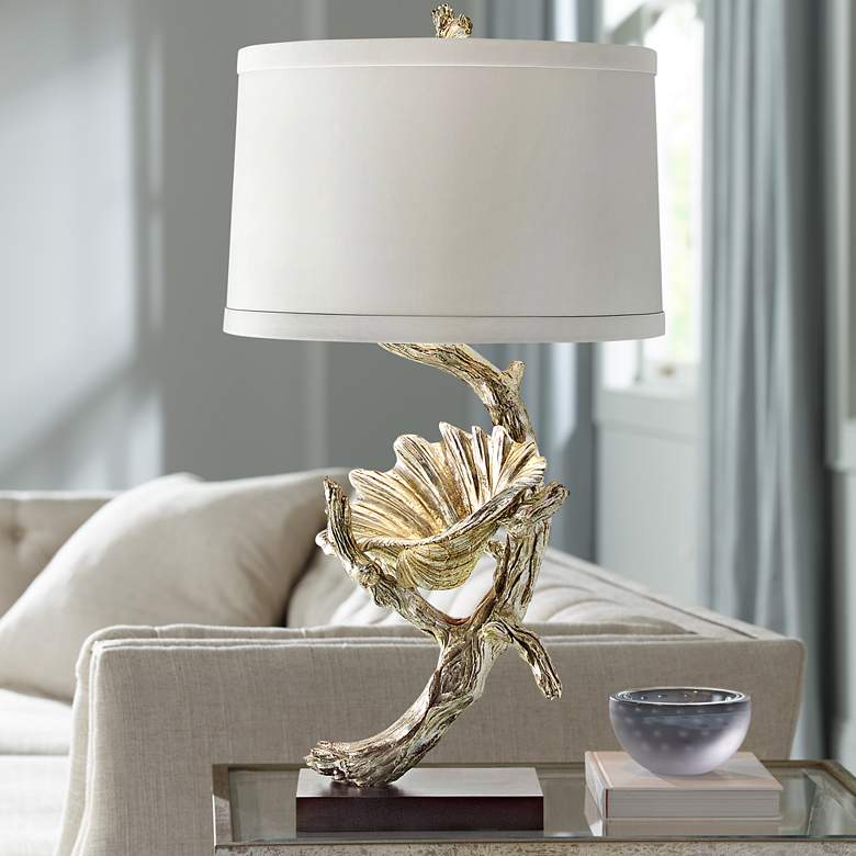 Image 1 John Richard Silver Leaf Driftwood and Shell Table Lamp