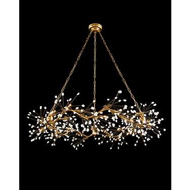 John Richard Waving 53 1/2"W Gold Leaf 12-Light Chandelier