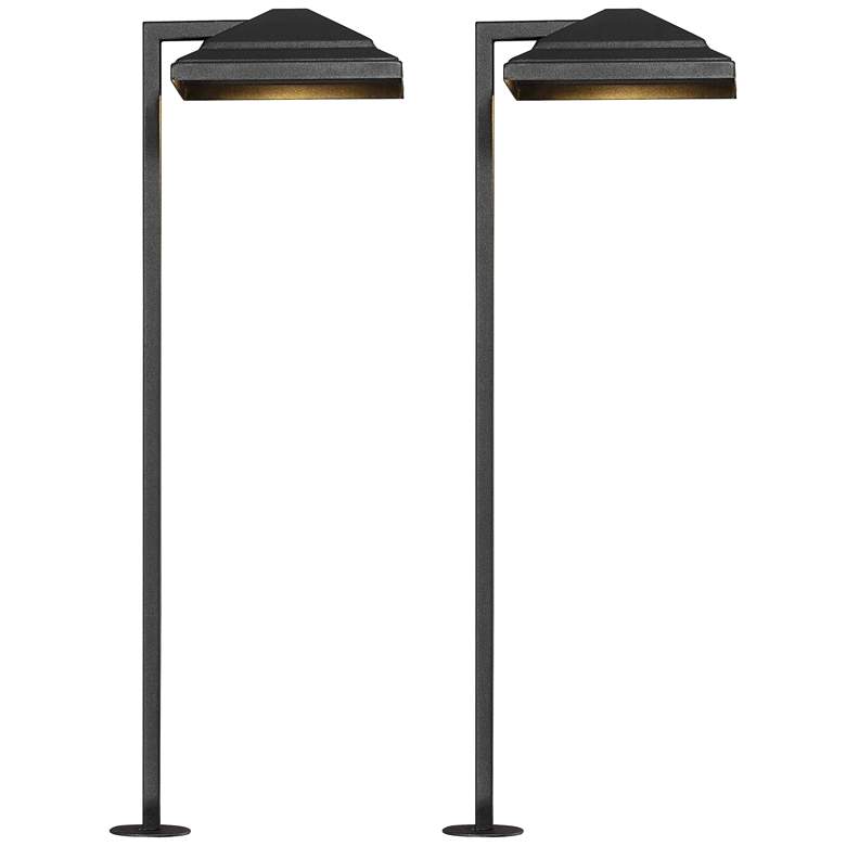 Image 1 John Timberland 23" Textured Black LED Landscape Path Lights Set of 2
