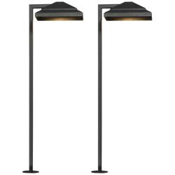 John Timberland 23" Textured Black LED Landscape Path Lights Set of 2