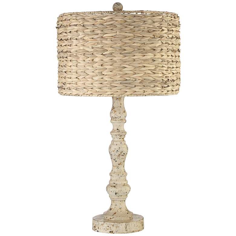 Image 2 John Timberland Antique Rattan Shade Distressed Candlestick Table Lamp