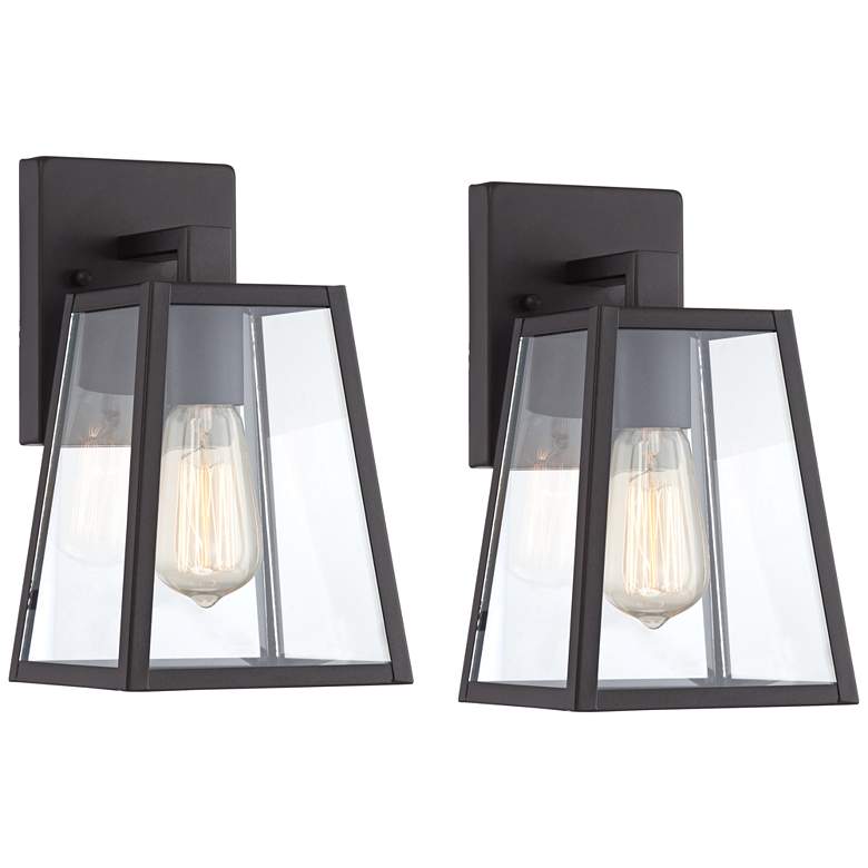 Image 2 John Timberland Arrington 10 3/4" Mystic Black Outdoor Lights Set of 2