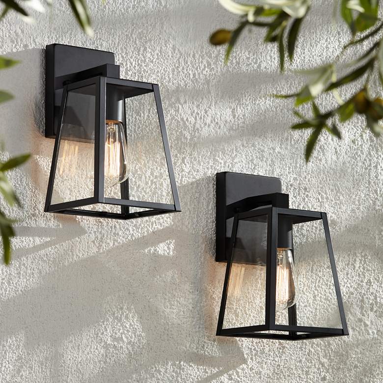 Image 1 John Timberland Arrington 10 3/4" Mystic Black Outdoor Lights Set of 2