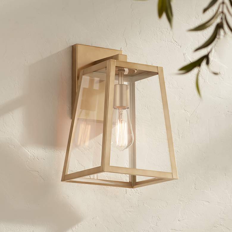 Image 1 John Timberland Arrington 13" Glass and Soft Gold Outdoor Wall Light