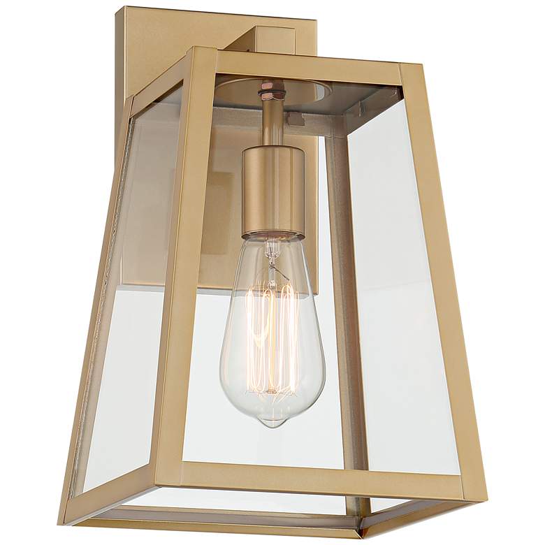 Image 5 John Timberland Arrington 13" Glass and Soft Gold Outdoor Wall Light more views