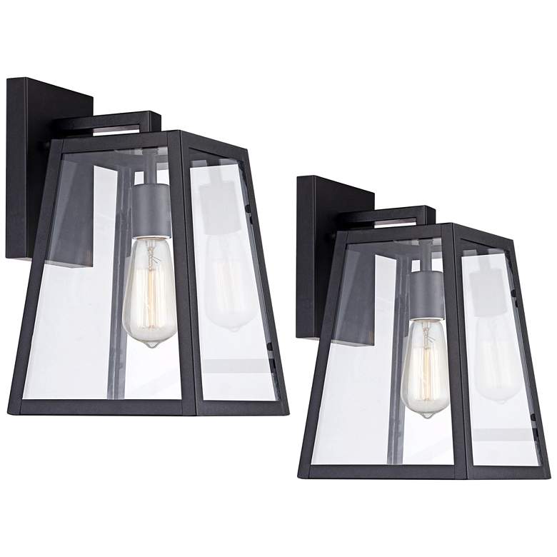 Image 2 John Timberland Arrington 13" High Mystic Black Wall Lights Set of 2