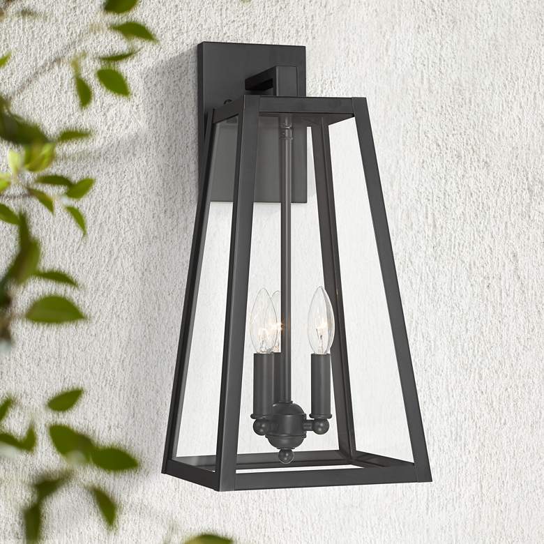 Image 1 John Timberland Arrington 20" Glass Mystic Black Outdoor Wall Light
