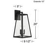 John Timberland Arrington 20" Glass Mystic Black Outdoor Wall Light