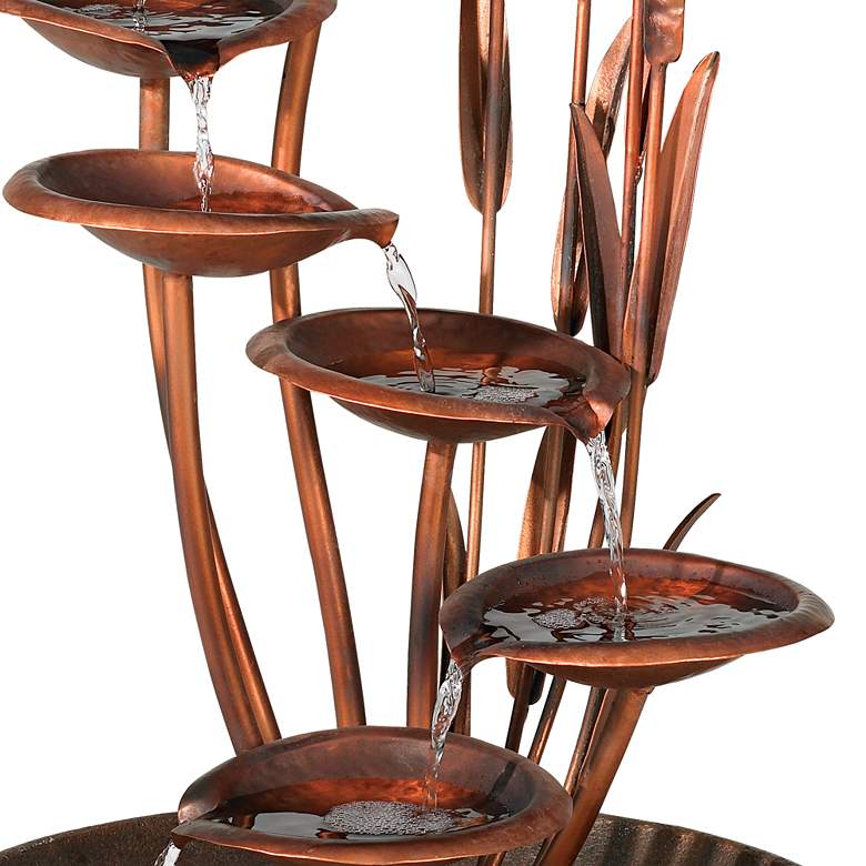 Image 5 John Timberland Ashton Water Lilies and Cat Tails 33" Fountain more views
