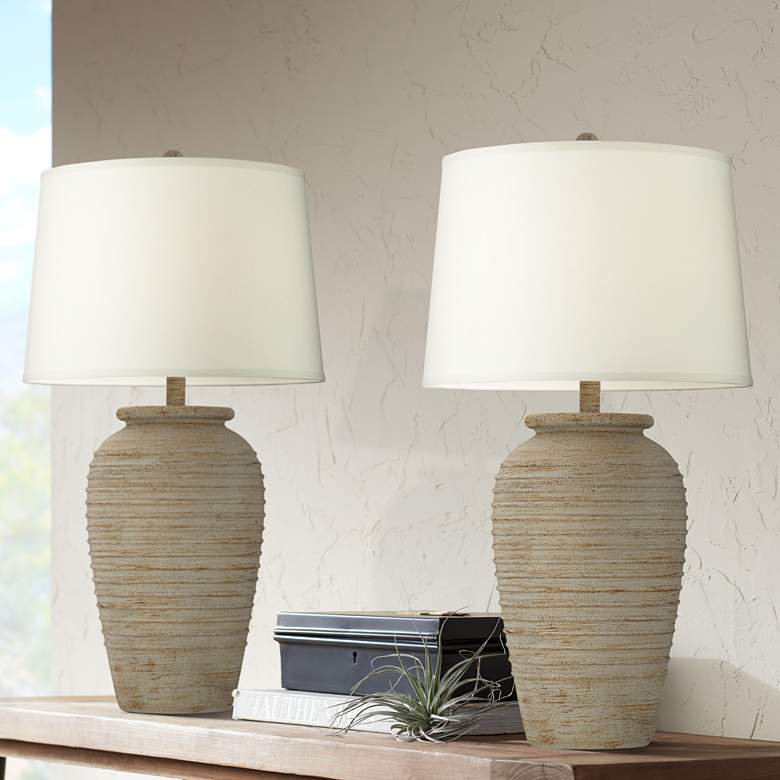 Image 1 John Timberland Austin 28" Rustic Sand Southwest Table Lamps Set of 2