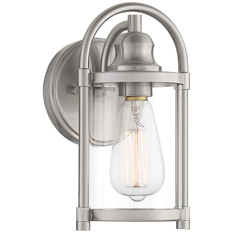 Image 2 John Timberland Avani 10 1/4" Brushed Nickel Outdoor Wall Light