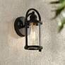 1_John Timberland Avani 10 1/4" High Black and Brass Outdoor Wall Light