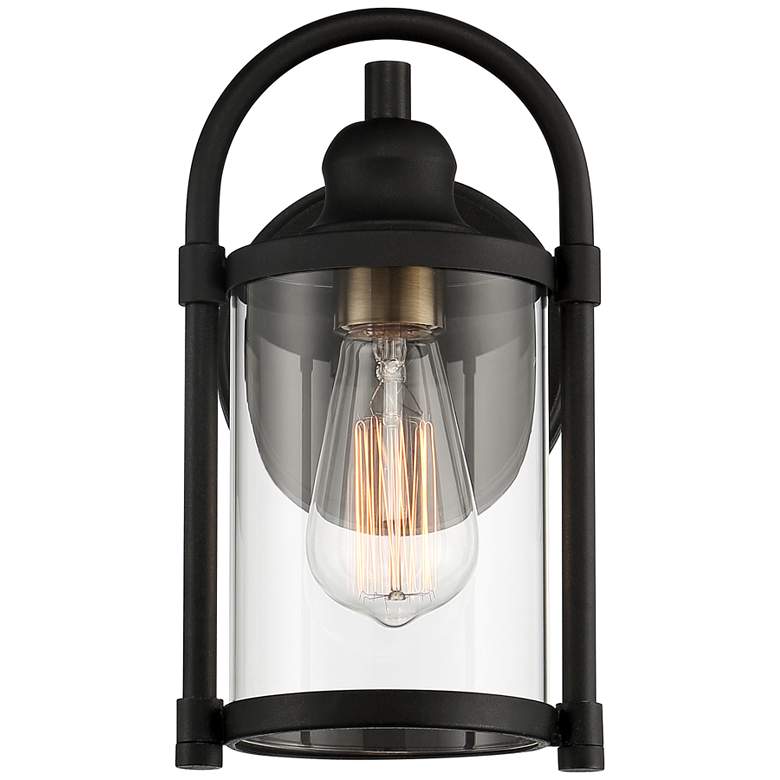 Image 4 John Timberland Avani 10 1/4" High Black and Brass Outdoor Wall Light more views
