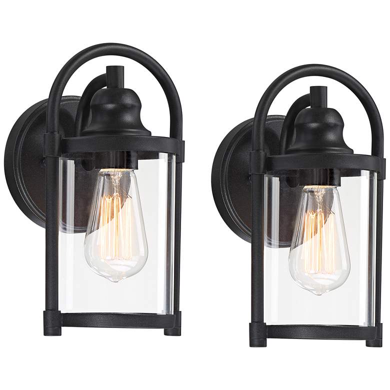 Image 2 John Timberland Avani 10 1/4" High Black Outdoor Wall Light Set of 2