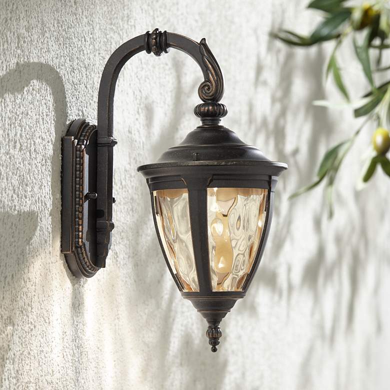Image 1 John Timberland Bellagio 13 1/2" Bronze Downbridge LED Outdoor Light