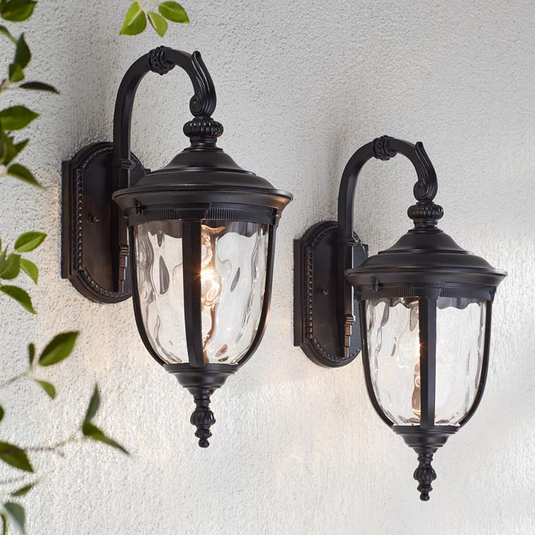 Image 1 John Timberland Bellagio 16 1/2" Black Outdoor Lights Set of 2