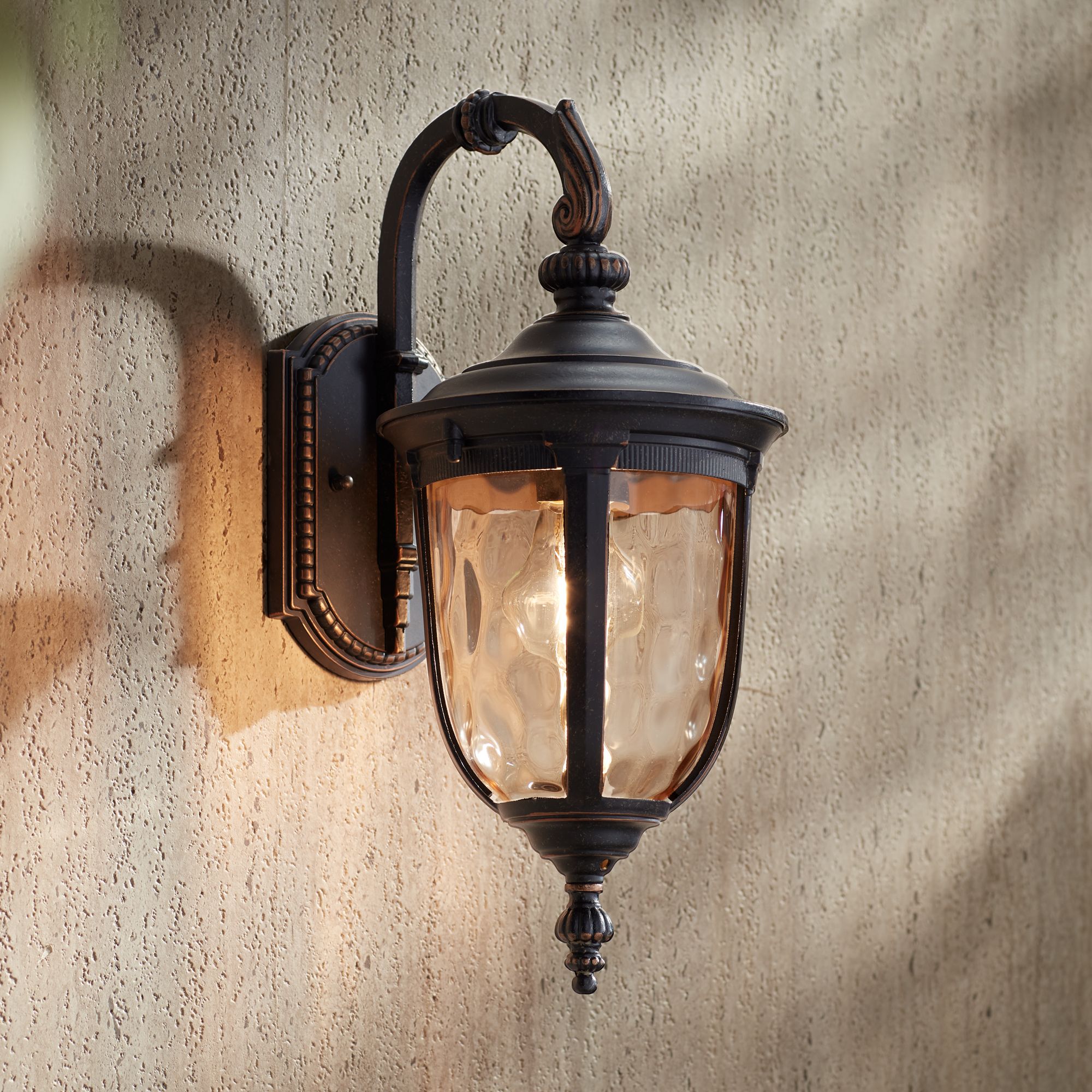 John Timberland Bellagio 16 1/2" Bronze Downbridge Outdoor Wall Light