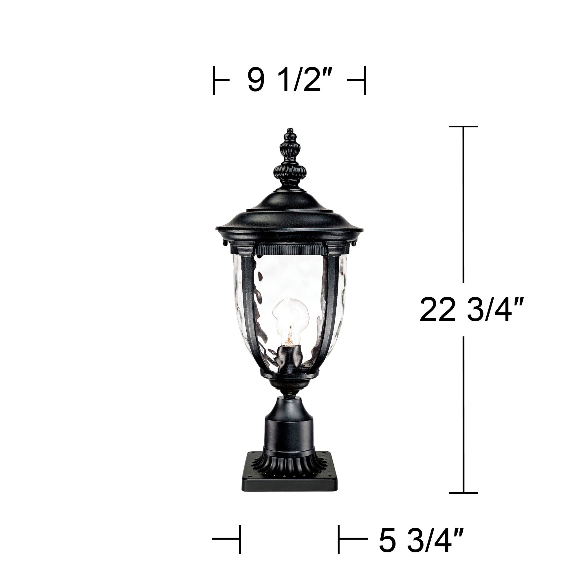 John Timberland Bellagio 22 3/4" Black Post Light with Pier Adapter in scene