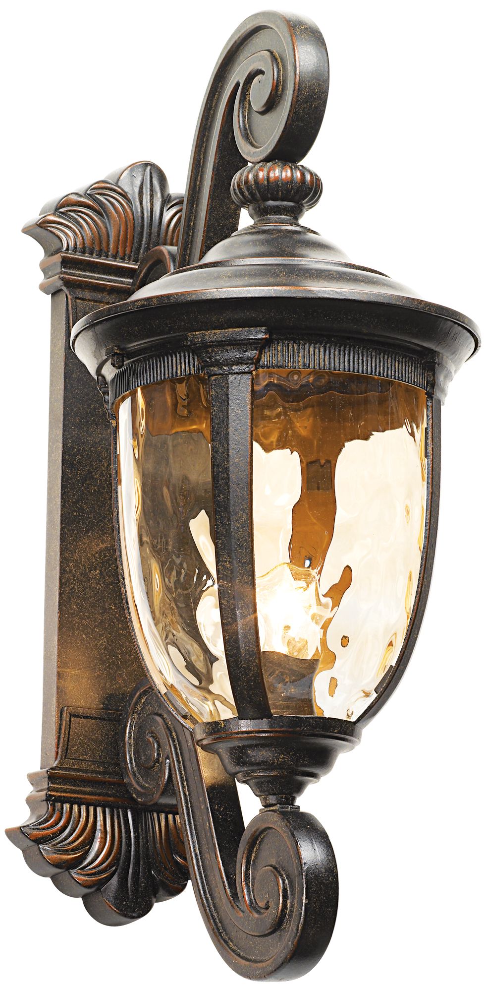 John Timberland Bellagio 24" Bronze Dual Scroll Arm Outdoor Wall Light in scene