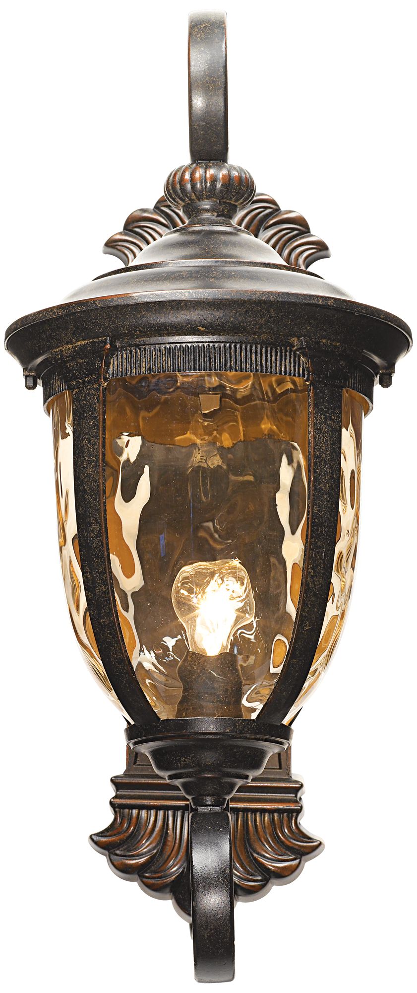 John Timberland Bellagio 24" Bronze Dual Scroll Arm Outdoor Wall Light in scene