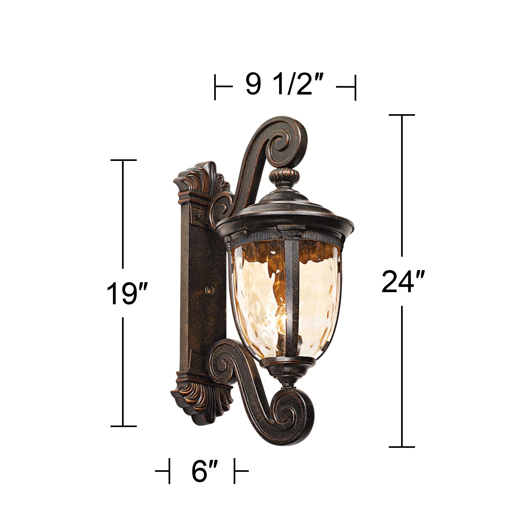 John Timberland Bellagio 24" Bronze Dual Scroll Arm Outdoor Wall Light in scene