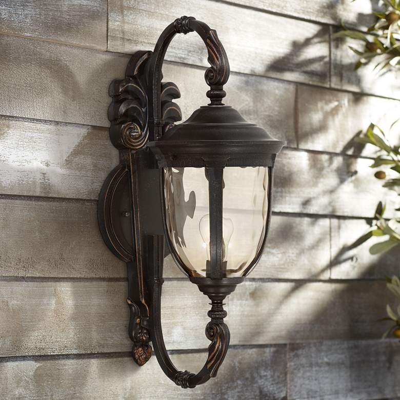 Image 1 John Timberland Bellagio 26" High Bronze Upbridge Outdoor Wall Light