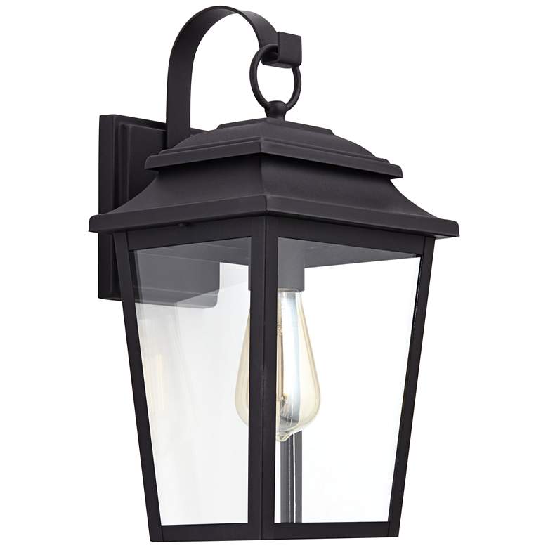 Image 5 John Timberland Bellis Verde 15 1/4" Textured Black Outdoor Wall Light more views