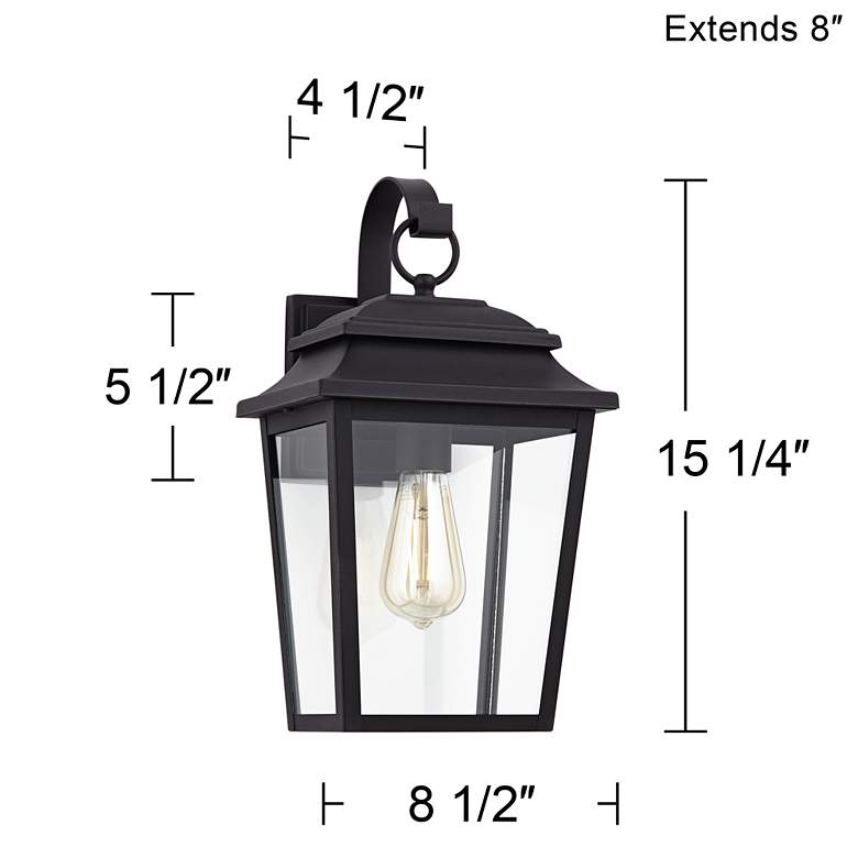 Image 7 John Timberland Bellis Verde 15 1/4" Textured Black Outdoor Wall Light more views