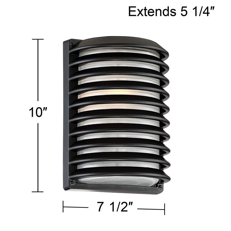 Image 7 John Timberland Black Grid 10" High Modern Outdoor Wall Light Set of 2 more views