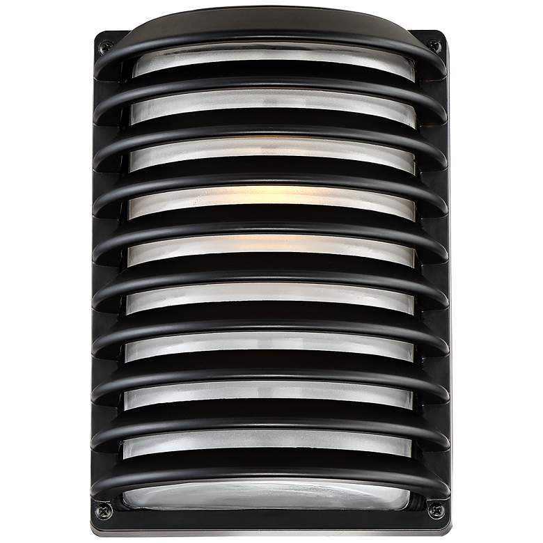 Image 1 John Timberland Black Grid 10" High Modern Wall Sconce