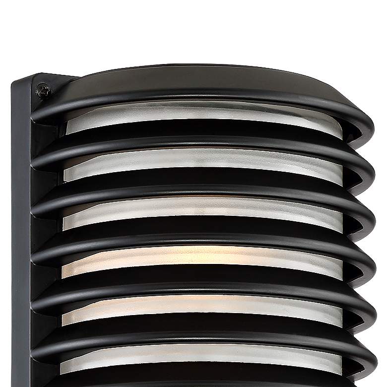Image 2 John Timberland Black Grid 10" High Modern Wall Sconce more views
