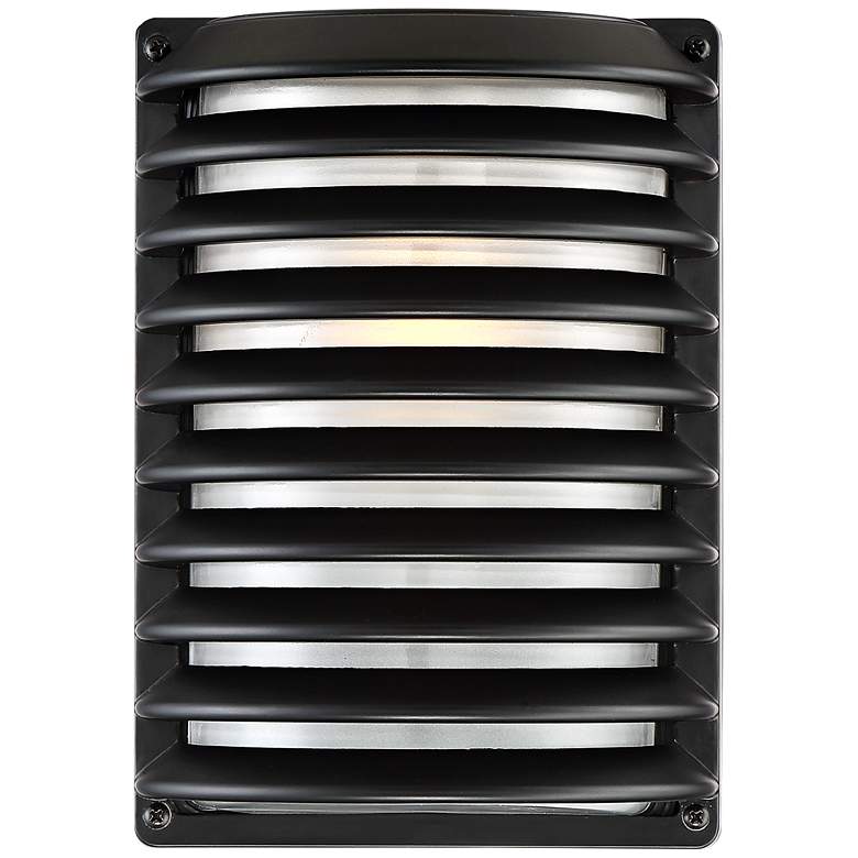 Image 3 John Timberland Black Grid 10" High Modern Wall Sconce more views