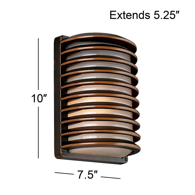 Image 7 John Timberland Bronze Grid 10" High Modern Outdoor Wall Light more views