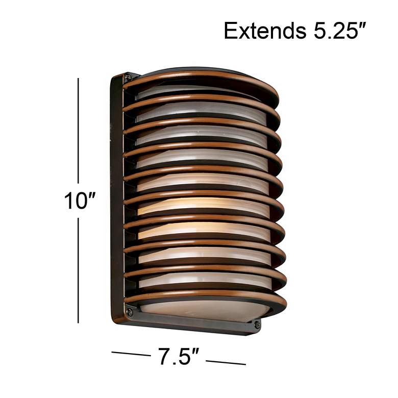 Image 5 John Timberland Bronze Grid 10 inch High Outdoor Wall Lights Set of 2 more views