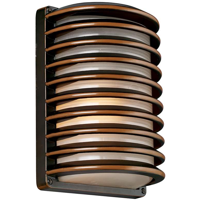 Image 1 John Timberland&#174; Bronze Grid 10 inch High Wall Sconce