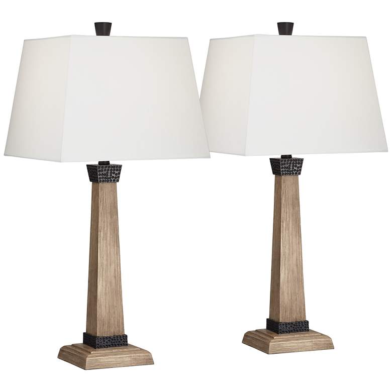 Image 2 John Timberland Buchan 29 1/2" Wood Pedestal Table Lamps Set of 2